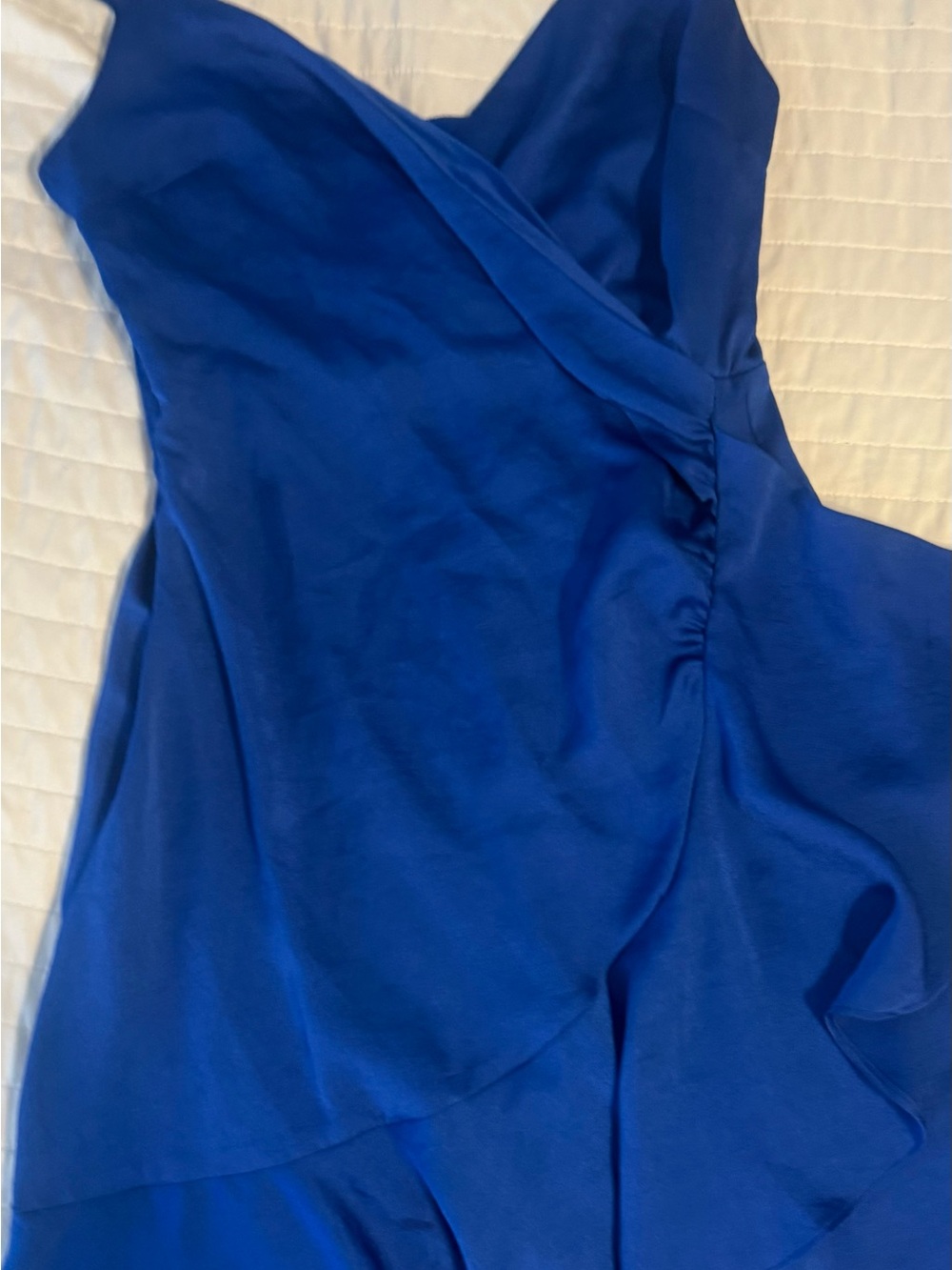 Express Royal Blue Mini Dress with Asymmetric Ruffle